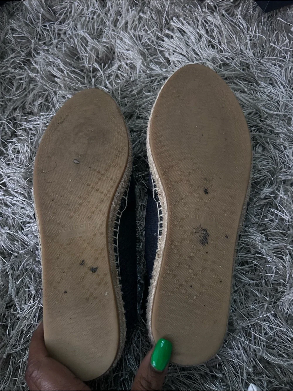 Gucci Black GG Canvas Espadrilles with Jute Trim authentic
